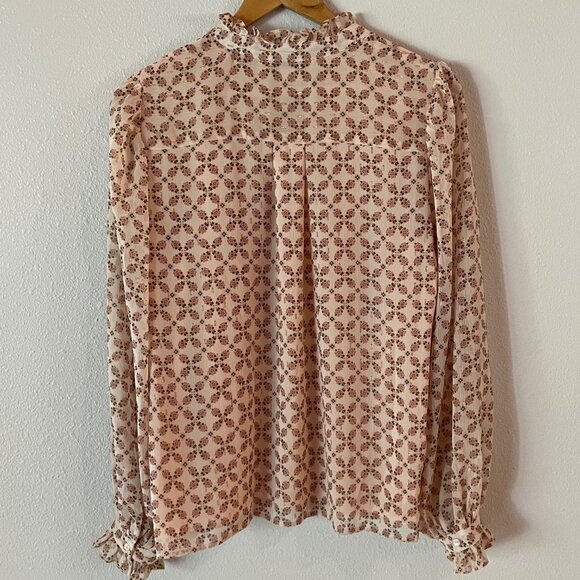 Rachel Zoe Boho Peasant Flowy Ruffle Blouse Floral Size L - Picture 8 of 8